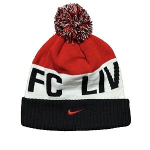 Nike Liverpool FC Red/Black Cuffed Knit Beanie Hat One Size OSFA LFC Soccer EUC